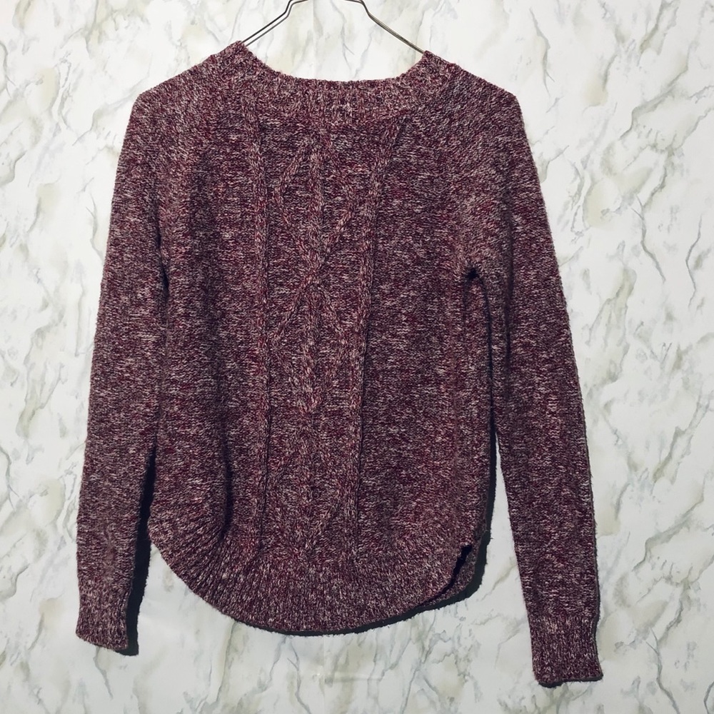Purple/Red Scoop Knit Sweater